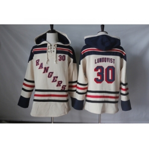 Men's New York Rangers #30 Henrik Lundqvist Cream Sawyer Hooded Sweatshirt Stitched NHL Jersey