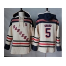 Men's New York Rangers #5 Dan Girardi Cream Sawyer Hooded Sweatshirt Stitched NHL Jersey