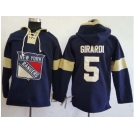 Men's New York Rangers #5 Dan Girardi Navy Blue Pullover Hoodie Stitched NHL Jersey