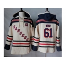 Men's New York Rangers #61 Rick Nash Cream Sawyer Hooded Sweatshirt Stitched NHL Jersey