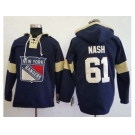 Men's New York Rangers #61 Rick Nash Navy Blue Pullover Hoodie Stitched NHL Jersey