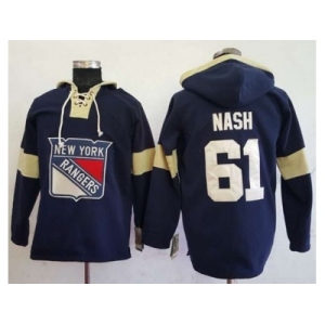 Men's New York Rangers #61 Rick Nash Navy Blue Pullover Hoodie Stitched NHL Jersey