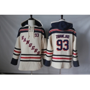 Men's New York Rangers #93 Mika Zibanejad Cream Sawyer Hooded Sweatshirt Stitched NHL Jersey