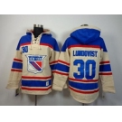 NHL New York Rangers #30 Henrik Lundqvist Cream Sawyer Hooded Sweatshirt Stitched jerseys