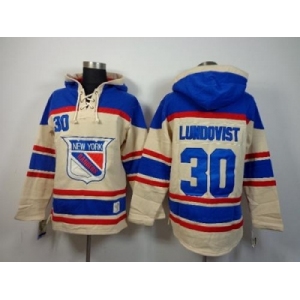 NHL New York Rangers #30 Henrik Lundqvist Cream Sawyer Hooded Sweatshirt Stitched jerseys