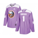 Adidas New York Islanders #1 Thomas Greiss Authentic Purple Fights Cancer Practice NHL Jersey