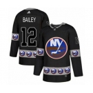 Adidas New York Islanders #12 Josh Bailey Authentic Black Team Logo Fashion NHL Jersey