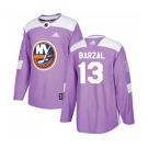 Adidas New York Islanders #13 Mathew Barzal Authentic Purple Fights Cancer Practice NHL Jersey