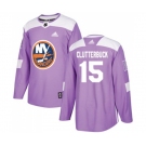 Adidas New York Islanders #15 Cal Clutterbuck Authentic Purple Fights Cancer Practice NHL Jersey