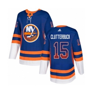 Adidas New York Islanders #15 Cal Clutterbuck Authentic Royal Blue Drift Fashion NHL Jersey