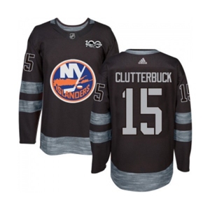 Adidas New York Islanders #15 Cal Clutterbuck Premier Black 1917-2017 100th Anniversary NHL Jersey