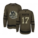 Adidas New York Islanders #17 Matt Martin Authentic Green Salute to Service NHL Jersey