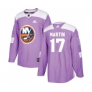 Adidas New York Islanders #17 Matt Martin Authentic Purple Fights Cancer Practice NHL Jersey