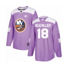 Adidas New York Islanders #18 Anthony Beauvillier Authentic Purple Fights Cancer Practice NHL Jersey