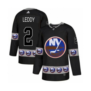 Adidas New York Islanders #2 Nick Leddy Authentic Black Team Logo Fashion NHL Jersey