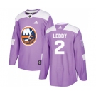 Adidas New York Islanders #2 Nick Leddy Authentic Purple Fights Cancer Practice NHL Jersey