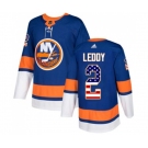 Adidas New York Islanders #2 Nick Leddy Authentic Royal Blue USA Flag Fashion NHL Jersey