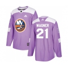 Adidas New York Islanders #21 Chris Wagner Authentic Purple Fights Cancer Practice NHL Jersey