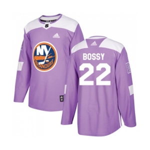 Adidas New York Islanders #22 Mike Bossy Authentic Purple Fights Cancer Practice NHL Jersey