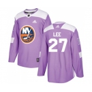 Adidas New York Islanders #27 Anders Lee Authentic Purple Fights Cancer Practice NHL Jersey