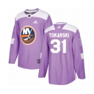 Adidas New York Islanders #31 Dustin Tokarski Authentic Purple Fights Cancer Practice NHL Jersey