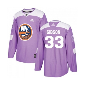 Adidas New York Islanders #33 Christopher Gibson Authentic Purple Fights Cancer Practice NHL Jersey