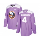 Adidas New York Islanders #4 Dennis Seidenberg Authentic Purple Fights Cancer Practice NHL Jersey