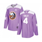 Adidas New York Islanders #4 Robin Salo Authentic Purple Fights Cancer Practice NHL Jersey