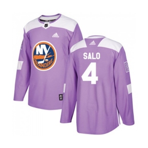 Adidas New York Islanders #4 Robin Salo Authentic Purple Fights Cancer Practice NHL Jersey