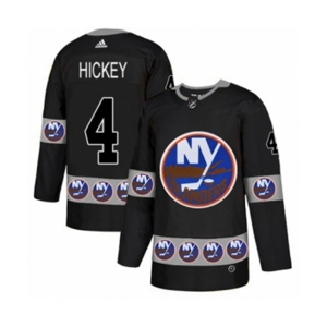 Adidas New York Islanders #4 Thomas Hickey Authentic Black Team Logo Fashion NHL Jersey