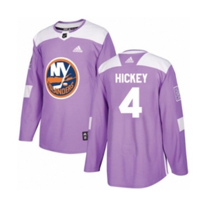 Adidas New York Islanders #4 Thomas Hickey Authentic Purple Fights Cancer Practice NHL Jersey