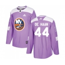 Adidas New York Islanders #44 Calvin de Haan Authentic Purple Fights Cancer Practice NHL Jersey