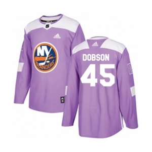 Adidas New York Islanders #45 Noah Dobson Authentic Purple Fights Cancer Practice NHL Jersey