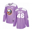 Adidas New York Islanders #46 Bode Wilde Authentic Purple Fights Cancer Practice NHL Jersey