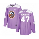 Adidas New York Islanders #47 Leo Komarov Authentic Purple Fights Cancer Practice NHL Jersey