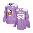 Adidas New York Islanders #53 Casey Cizikas Authentic Purple Fights Cancer Practice NHL Jersey