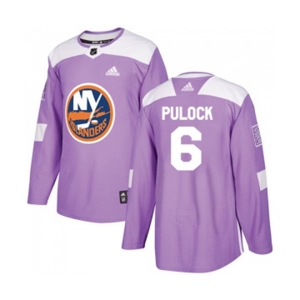 Adidas New York Islanders #6 Ryan Pulock Authentic Purple Fights Cancer Practice NHL Jersey