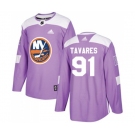 Adidas New York Islanders #91 John Tavares Authentic Purple Fights Cancer Practice NHL Jersey