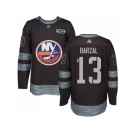 Men Adidas New York Islanders #13 Mathew Barzal Black 1917-2017 100th Anniversary Stitched NHL Jersey