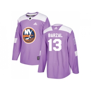 Men Adidas New York Islanders #13 Mathew Barzal Purple Authentic Fights Cancer Stitched NHL Jersey