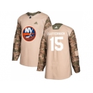 Men Adidas New York Islanders #15 Cal Clutterbuck Camo Authentic 2017 Veterans Day Stitched NHL Jersey