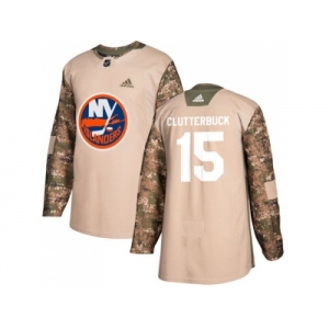Men Adidas New York Islanders #15 Cal Clutterbuck Camo Authentic 2017 Veterans Day Stitched NHL Jersey