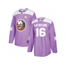 Men Adidas New York Islanders #16 Pat LaFontaine Purple Authentic Fights Cancer Stitched NHL Jersey