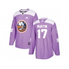 Men Adidas New York Islanders #17 Matt Martin Purple Authentic Fights Cancer Stitched NHL Jersey