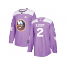 Men Adidas New York Islanders #2 Nick Leddy Purple Authentic Fights Cancer Stitched NHL Jersey