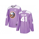 Men Adidas New York Islanders #41 Jaroslav Halak Purple Authentic Fights Cancer Stitched NHL Jersey