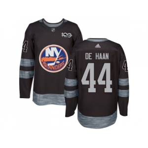 Men Adidas New York Islanders #44 Calvin De Haan Black 1917-2017 100th Anniversary Stitched NHL Jersey