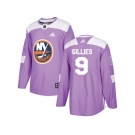 Men Adidas New York Islanders #9 Clark Gillies Purple Authentic Fights Cancer Stitched NHL Jersey