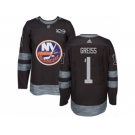 Men's Adidas New York Islanders #1 Thomas Greiss Authentic Black 1917-2017 100th Anniversary NHL Jersey