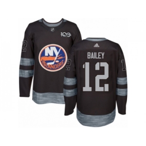 Men's Adidas New York Islanders #12 Josh Bailey Authentic Black 1917-2017 100th Anniversary NHL Jersey